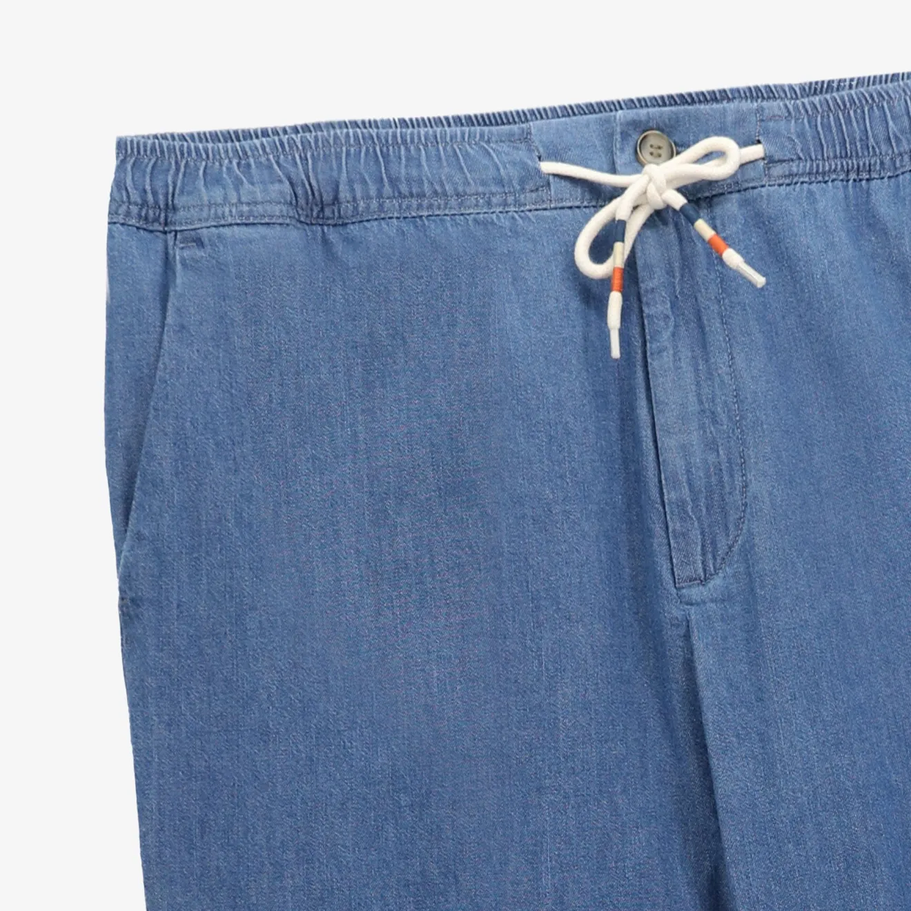 Pantalons|Daddy Cool>SERGE BLANCO 738 chambray tapered chinos with elasticated waistband and denim blue DARK NAVY