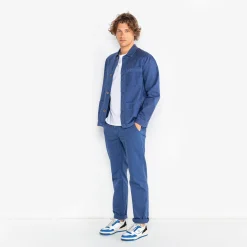 Ligne Play|Pantalons>SERGE BLANCO 743 elasticated herringbone chinos in nation blue SKIN