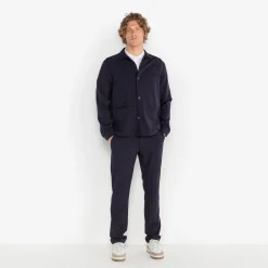 Pantalons|L'élégant>SERGE BLANCO 549 stretch straight cut dark navy chinos SKIN