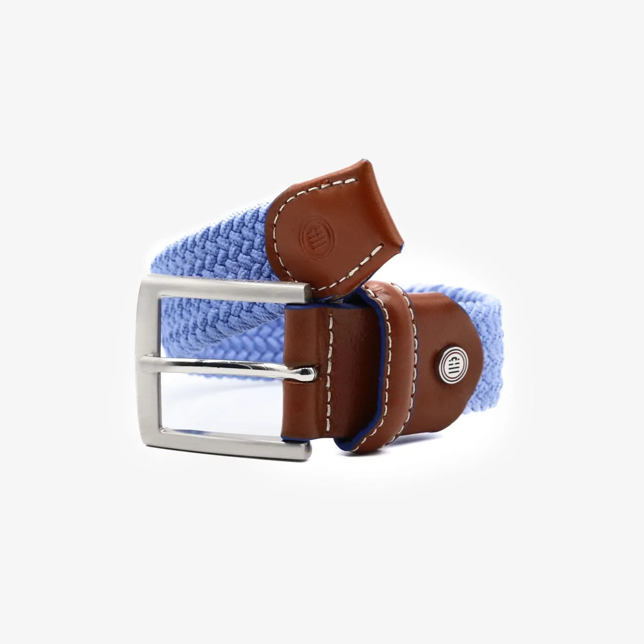 Ceintures>SERGE BLANCO Adjustable elasticated braided belt in sky blue MILITAIRE