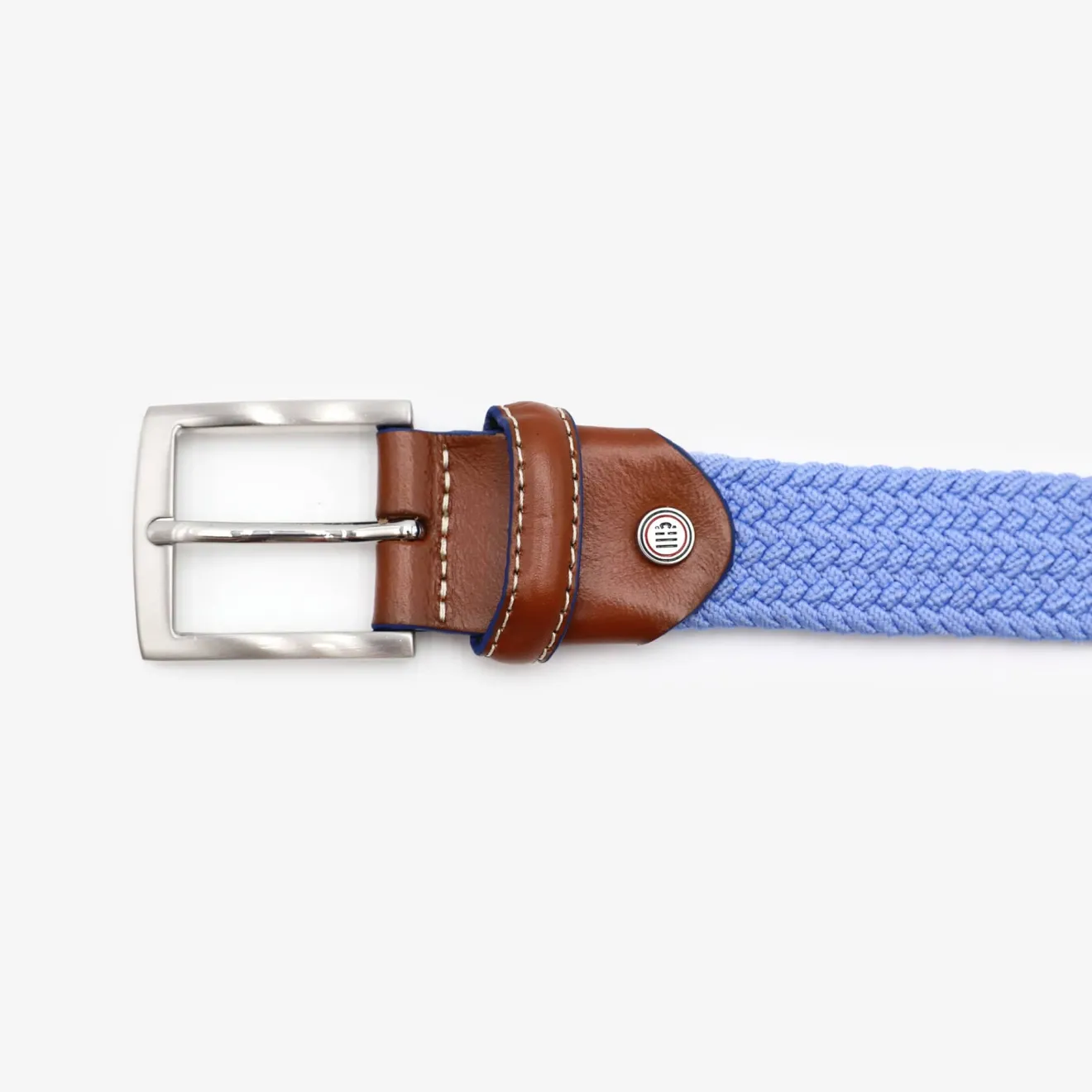 Ceintures>SERGE BLANCO Adjustable elasticated braided belt in sky blue MILITAIRE