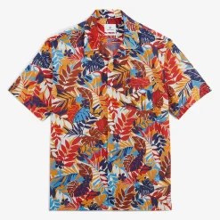 Chemises>SERGE BLANCO Apricot bowling short sleeve shirt with fancy print AZUR