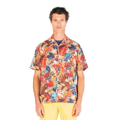Chemises>SERGE BLANCO Apricot bowling short sleeve shirt with fancy print AZUR