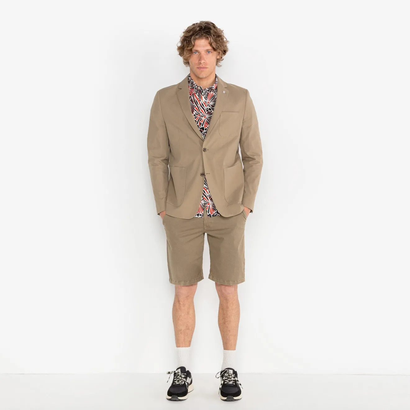Shorts & Bermudas|L'audacieux>SERGE BLANCO Bermuda 200 plain stretch military green MINT