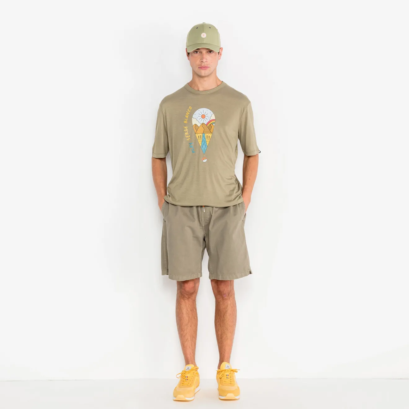 Shorts & Bermudas|Le Sportif>SERGE BLANCO Bermuda rugby 201 elasticated comfort teak green BLUE