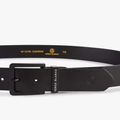 Ceintures>SERGE BLANCO Black leather belt MARINE