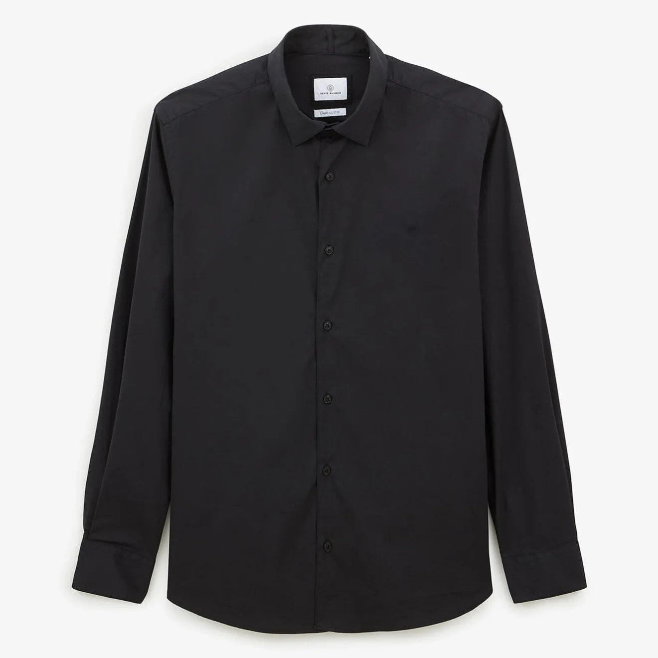 Chemises>SERGE BLANCO Black plain long sleeve shirt ROSE