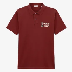 Polos>SERGE BLANCO Blanco 1958 Merlot Red Short Sleeve Cotton Pique Polo Shirt BLEU