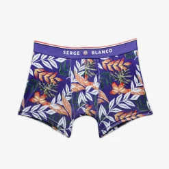 Sous-vêtements|Le Sportif>SERGE BLANCO Blue work leaf sublimation boxer shorts TECK