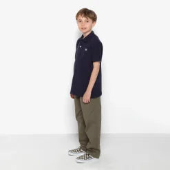 Polos|Tel Père, Tel Fils>SERGE BLANCO Boy's Short Sleeve Polo Shirt in Dark Blue Cotton | GAZON