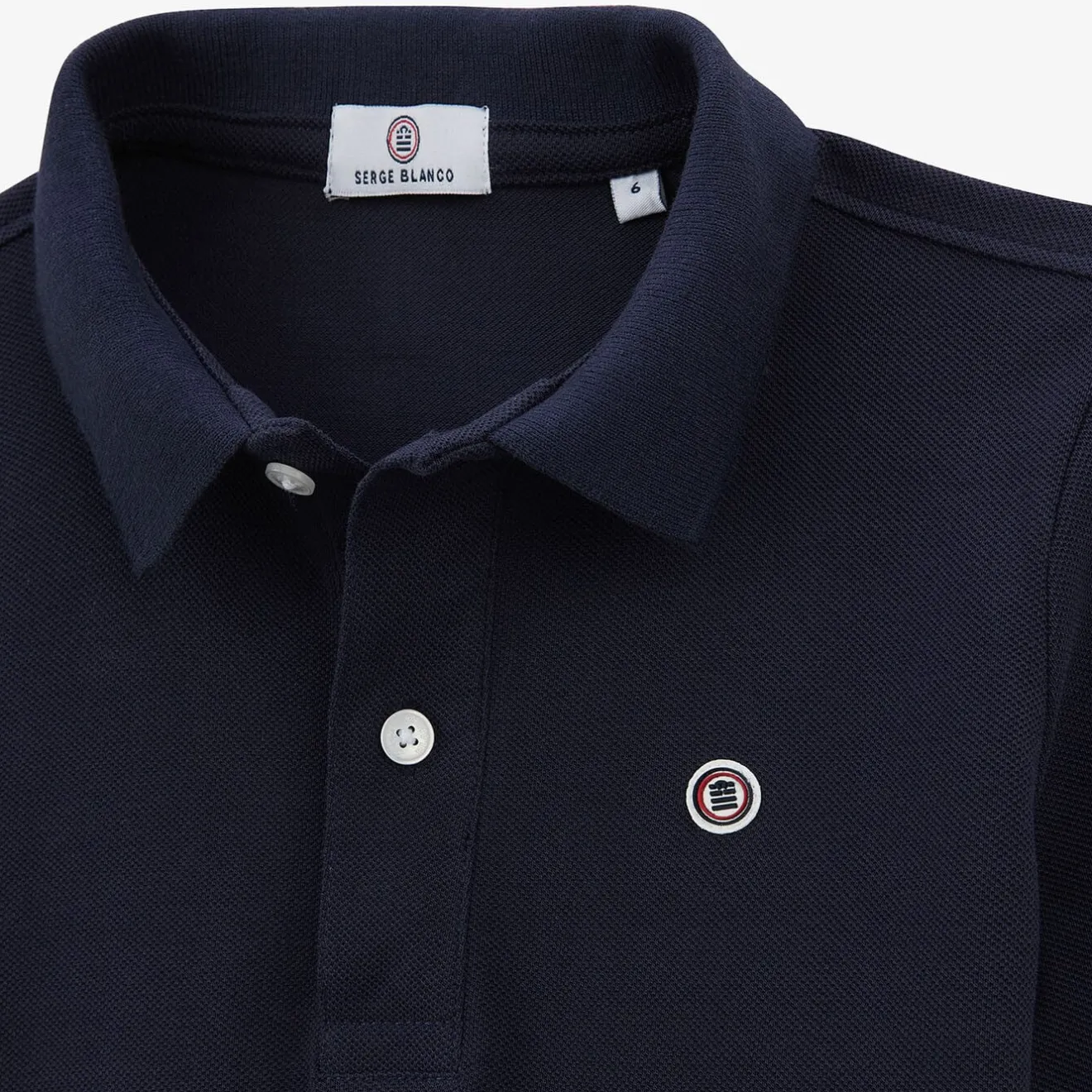 Polos|Tel Père, Tel Fils>SERGE BLANCO Boy's Short Sleeve Polo Shirt in Dark Blue Cotton | GAZON