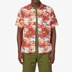 Chemises>SERGE BLANCO print short sleeve shirt BRICK