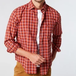 Chemises>SERGE BLANCO red plaid long sleeve shirt BRICK