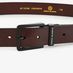 Ceintures>SERGE BLANCO Brown leather belt MARRON