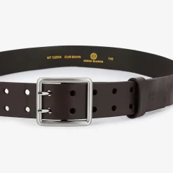 Ceintures>SERGE BLANCO Brown leather double eyelet belt BLACK