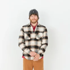 Surchemises>SERGE BLANCO Camel plaid overshirt NOIR