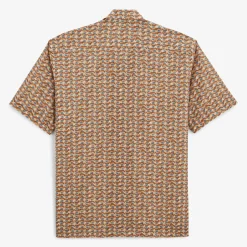 Chemises>SERGE BLANCO Caracas shirt printed in teak green CORAIL
