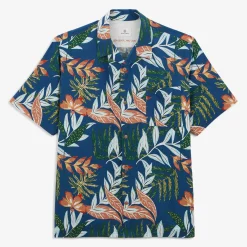 Chemises>SERGE BLANCO Caracas shirt with nation blue leaf print SKIN