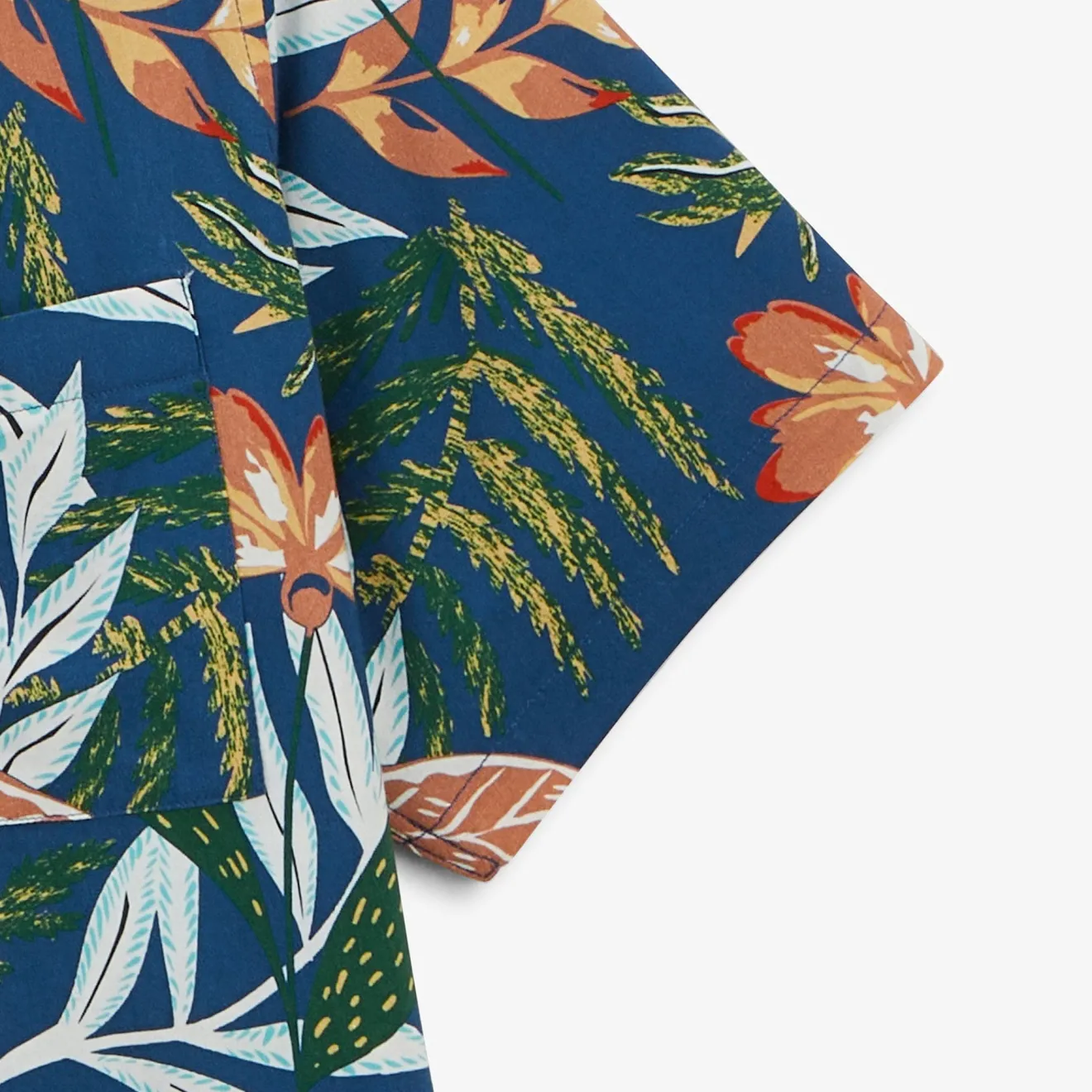Chemises>SERGE BLANCO Caracas shirt with nation blue leaf print SKIN