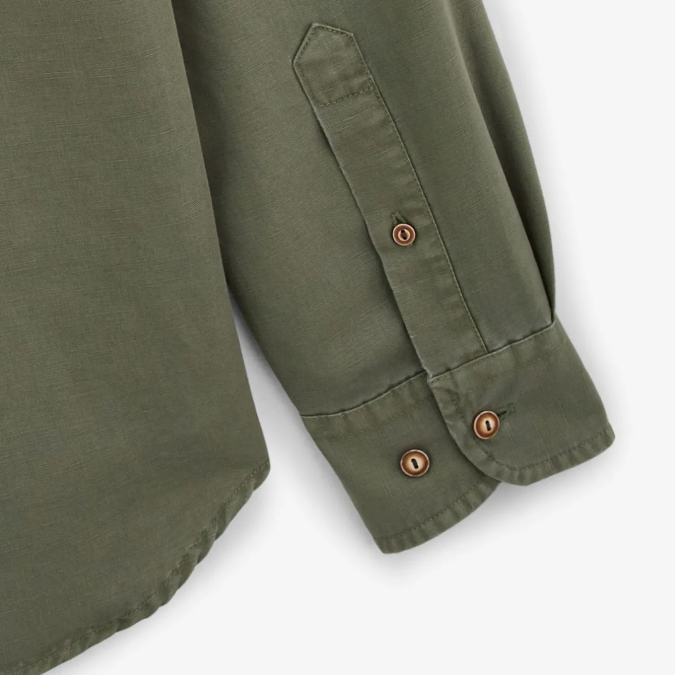 Ligne Play|Chemises>SERGE BLANCO Carl Oxford shirt in teak green linen CIEL