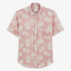 Chemises|Daddy Cool>SERGE BLANCO Carl shirt in skin pink pomegranate linen BLEU