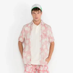 Chemises|Daddy Cool>SERGE BLANCO Carl shirt in skin pink pomegranate linen BLEU