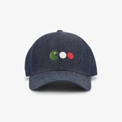 Casquettes Et Bobs|Daddy Cool>SERGE BLANCO Chambray cap with arcade embroidery in denim blue BLANC