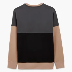 Sweats>SERGE BLANCO Charcoal gray tricolor round neck sweatshirt NOIR