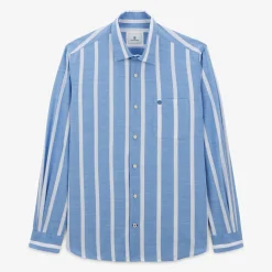 Chemises>SERGE BLANCO Charles blue striped shirt BLANC