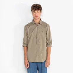 Chemises>SERGE BLANCO Charles comfort poplin teak green shirt CIEL