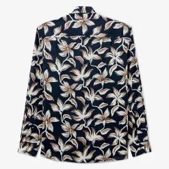 Chemises>SERGE BLANCO Charles hibiscus dark navy shirt BLEU NUIT