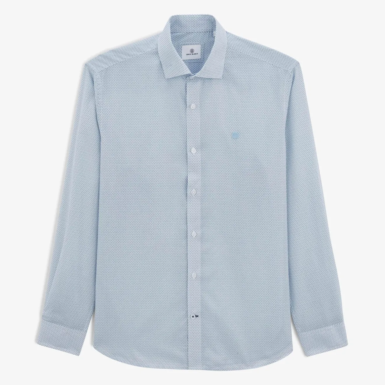 Chemises>SERGE BLANCO Charles micro pattern blue shirt MILITAIRE