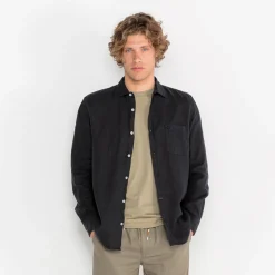 Chemises>SERGE BLANCO Charles shirt in black linen BLEU