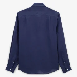 Chemises>SERGE BLANCO Charles shirt in midnight blue linen LILAS