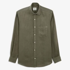 Chemises>SERGE BLANCO Charles shirt in military green linen TECK