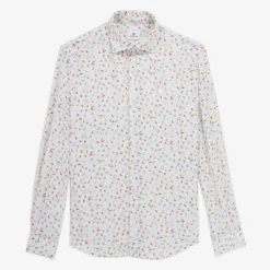 Chemises>SERGE BLANCO Charles shirt in white Summer linen DARK NAVY