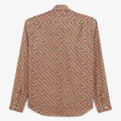 Chemises>SERGE BLANCO Charles shirt printed in coral orange CORAIL