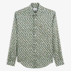 Chemises>SERGE BLANCO Charles shirt with almond green square print SKIN