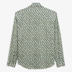Chemises>SERGE BLANCO Charles shirt with almond green square print SKIN