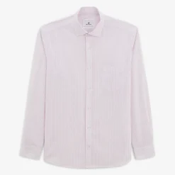 Chemises|L'élégant>SERGE BLANCO Charles shirt with lilac pink stick stripes BLANC