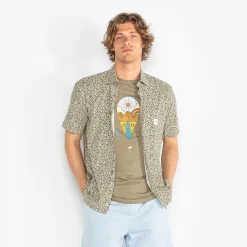 Ligne Play|Chemises>SERGE BLANCO Charles shirt with military green graphic patterns DENIM