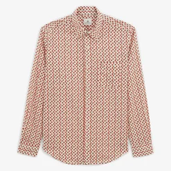 Chemises>SERGE BLANCO Charles shirt with off-white graphic pattern CAMEL