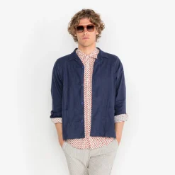 Chemises>SERGE BLANCO Charles shirt with off-white graphic pattern CAMEL