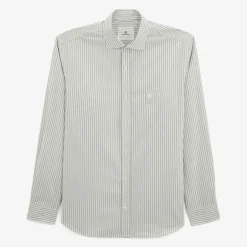 Chemises>SERGE BLANCO Charles shirt with putty beige stick stripes NOIR