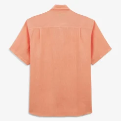 Chemises>SERGE BLANCO Charles short-sleeved shirt in coral orange linen MINT
