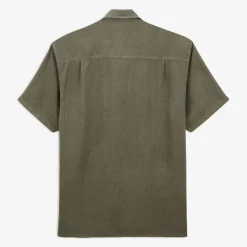 Chemises>SERGE BLANCO Charles short-sleeved shirt in military green linen CIEL