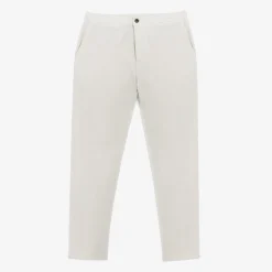 Ligne Play|Pantalons>SERGE BLANCO Chino 743 parachute canvas elasticated waist white latte TECK