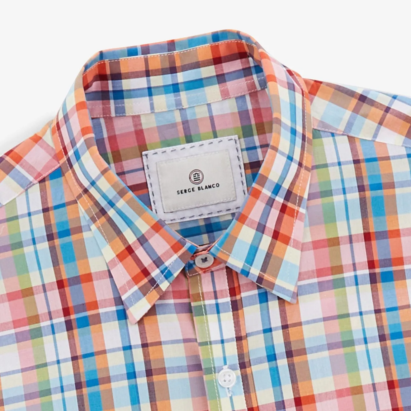 Chemises>SERGE BLANCO Clark Shirt in Multi-Colored Plaid Poplin OFF WHITE