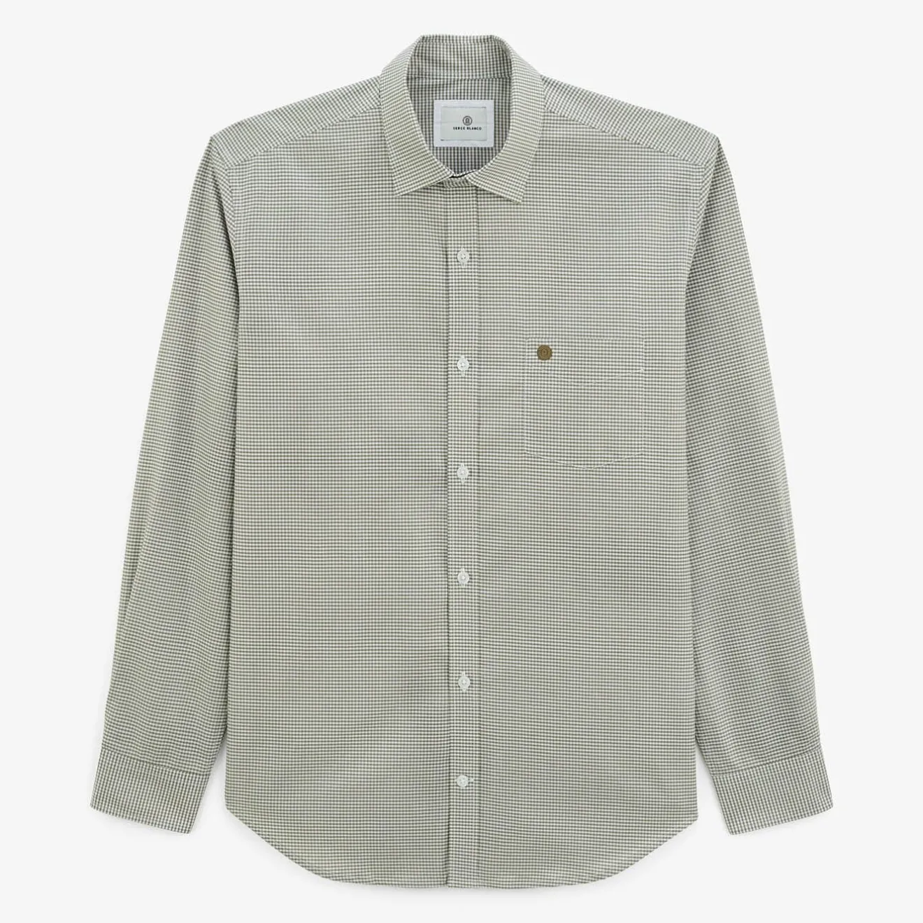 Chemises>SERGE BLANCO Clément teak green gingham check shirt CORAIL