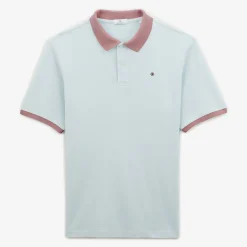Polos>SERGE BLANCO Cloud pique knit polo shirt with contrasting collar MILITAIRE